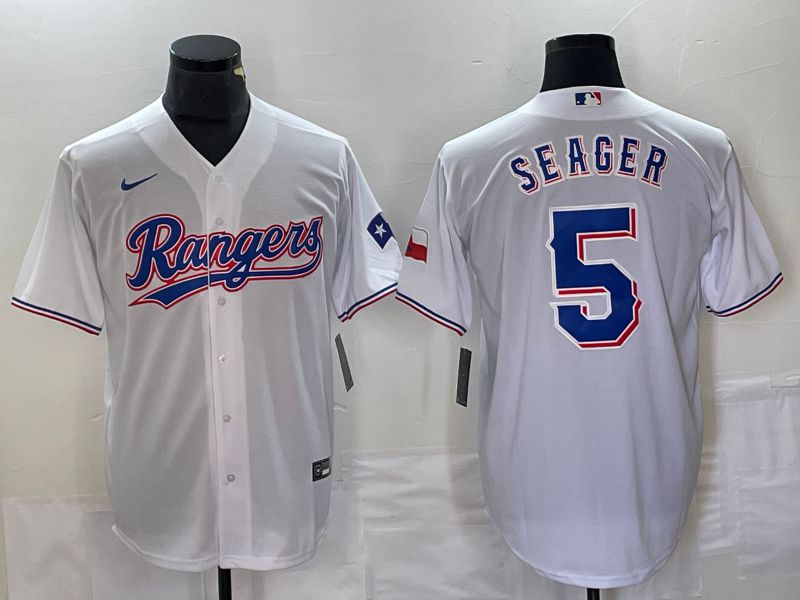 Men Texas Rangers #5 Seager White Game Nike 2023 MLB Jersey style 1->youth mlb jersey->Youth Jersey